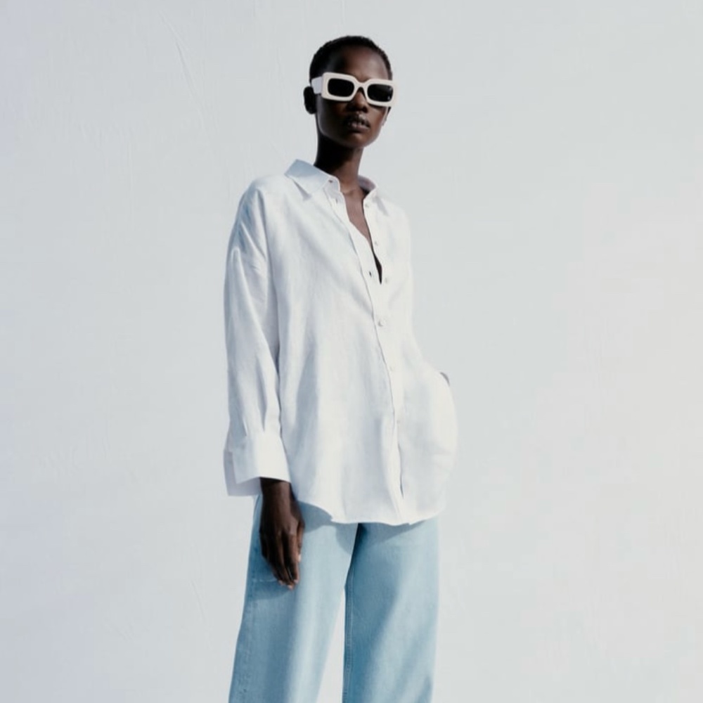 NWT Zara Linen Button Up